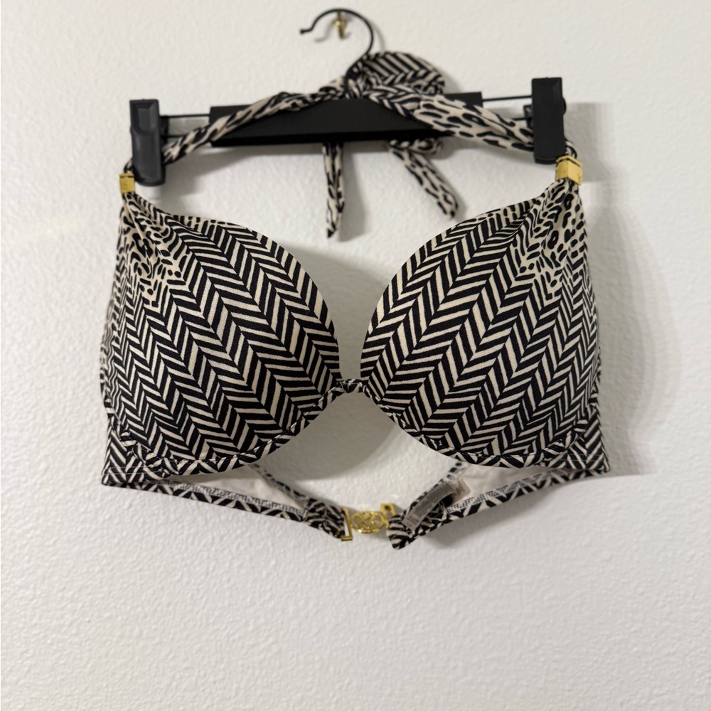 Victoria's Secret Black and White Chevron Bikini Top